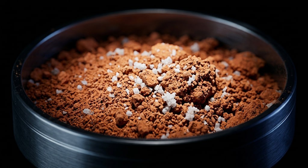 Macro view of toxic Martian soil and perchlorates making the planet hostile to life.