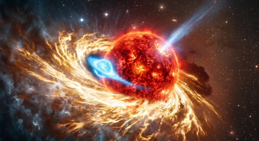 A dying star with a binary companion losing mass extremely fast in the Boomerang Nebula.